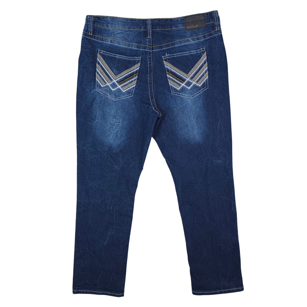 Method Jeans Mens 36x30 Dark Marble Blue Straight Leg Stretch Y2K Streetwear‎